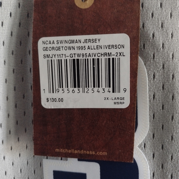 NWT Georgetown Hoyas Allen Iverson Mitchell and Ness 1995-1996 Jersey XXL Grey - Picture 8 of 14